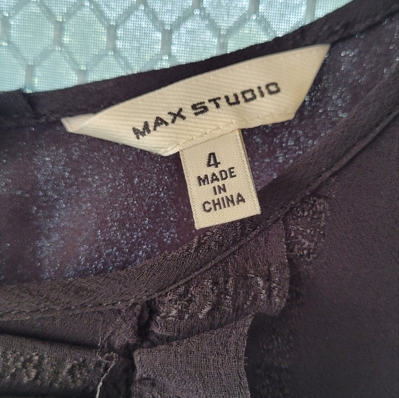 NWOT MAX STUDIO Black ruffle dress Sz 4 - Picture 2 of 4